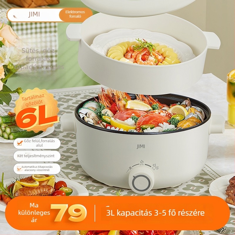 Elektromos forróedény 2–3 L, gőzölés és multifunkcionális főzés, belső tartály ötvözet, <800 W, mechanikus vezérlés, 220 V