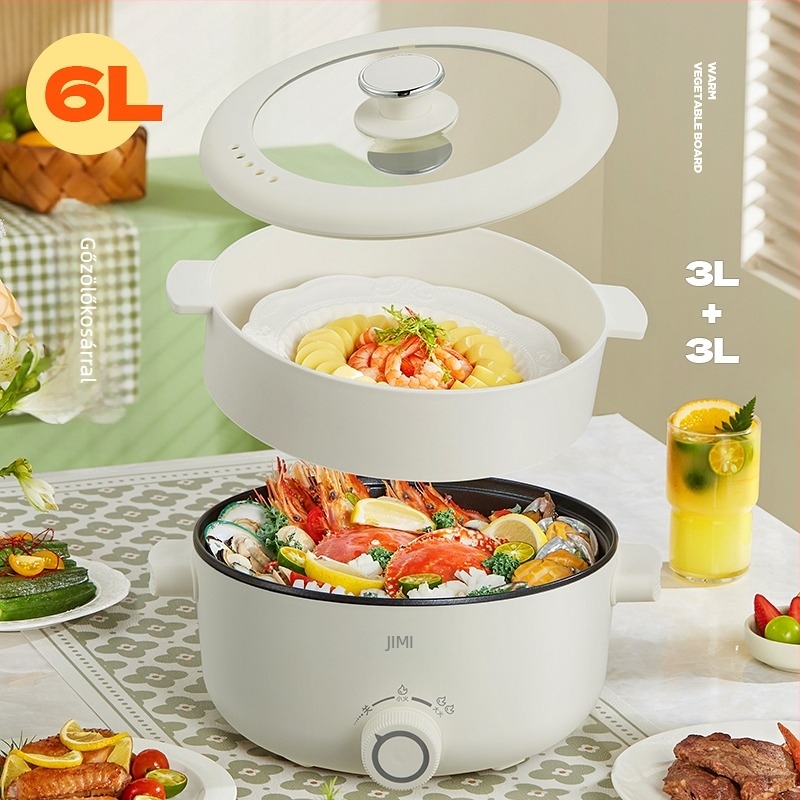 Elektromos forróedény 2–3 L, gőzölés és multifunkcionális főzés, belső tartály ötvözet, <800 W, mechanikus vezérlés, 220 V