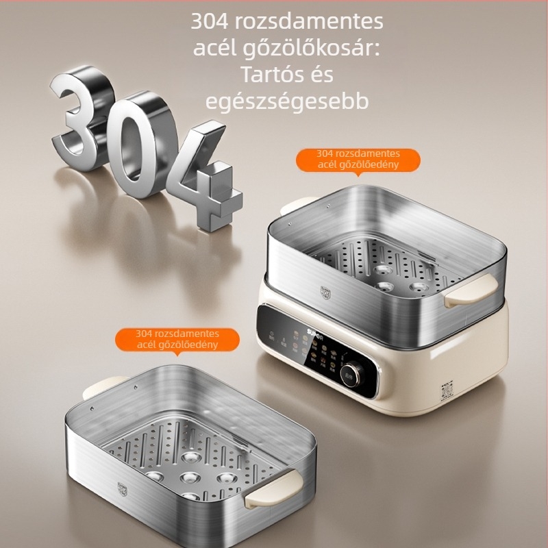 Supor elektromos párolóedény, háromrétegű rozsdamentes acél, 10 L+ kapacitás, érintéses vezérlés