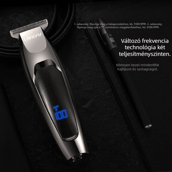 Elektromos hajvágó gép kettős energiaellátással (töltés/hálózati használat), brushless motor, titánium ötvözet pengék
