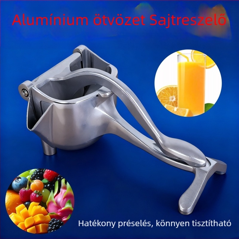 Kézi gyümölcsprés, alumíniumötvözet, hordozható, nem elektromos, alkalmas citromra, narancsra, gránátalmára és cukornádra