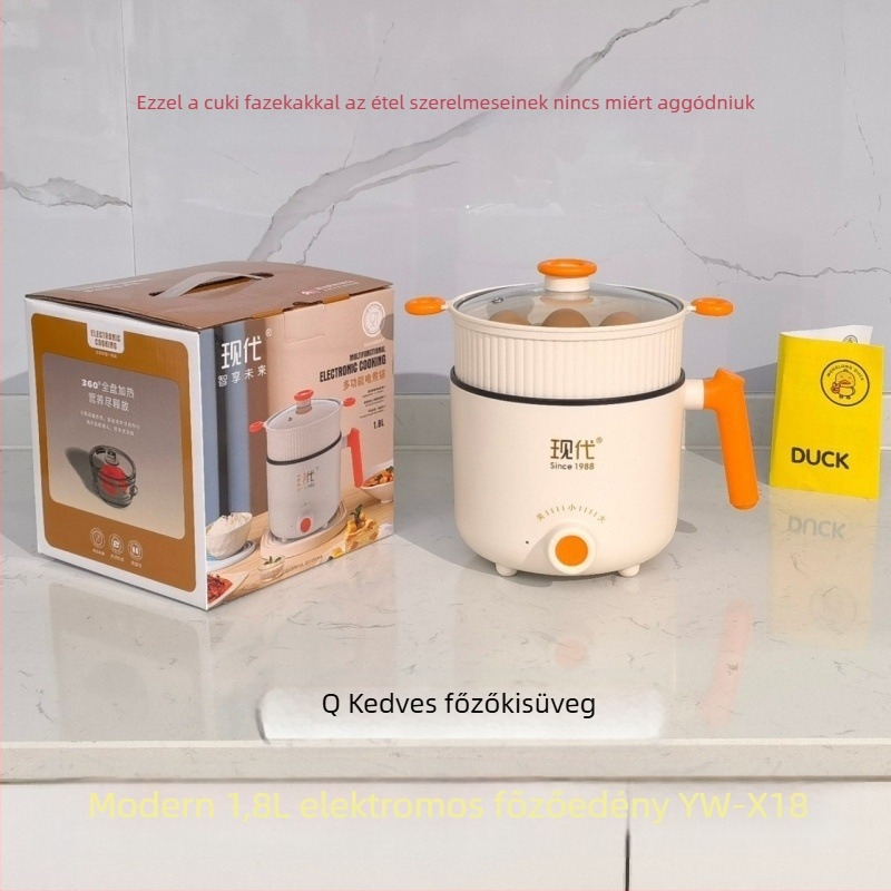 Elektromos főzőedény – Többfunkciós: gőzölés, főzés, párolás, sütés; kettős rétegű kialakítás; belső felület nem tapadó bevonat; teljesítmény ≤800W; 2–3 adaghoz ideális; mechanikus vezérlés