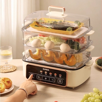 Háztartási elektromos gőzölő, többszintes, 26 L kapacitás, 1200 W, 220 V, 50 Hz