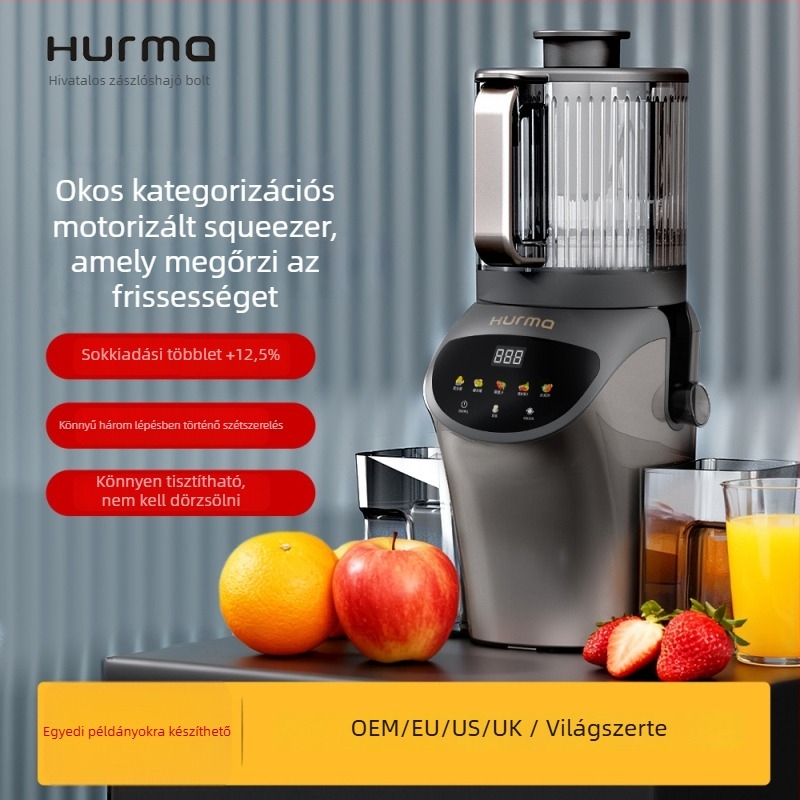 Háztartási gyümölcscentrifuga pulpa szétválasztással, nagy nyílású, 1 L kapacitás, 201–500 W, akár 12 000 rpm