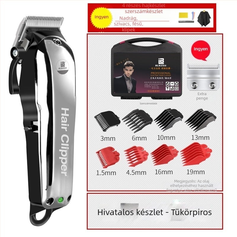 Suko TS-05 Elektromos hajvágó – Töltő- és hálózati üzemmód, Kerámiavágófej, Kivehető és mosható fej, 12W