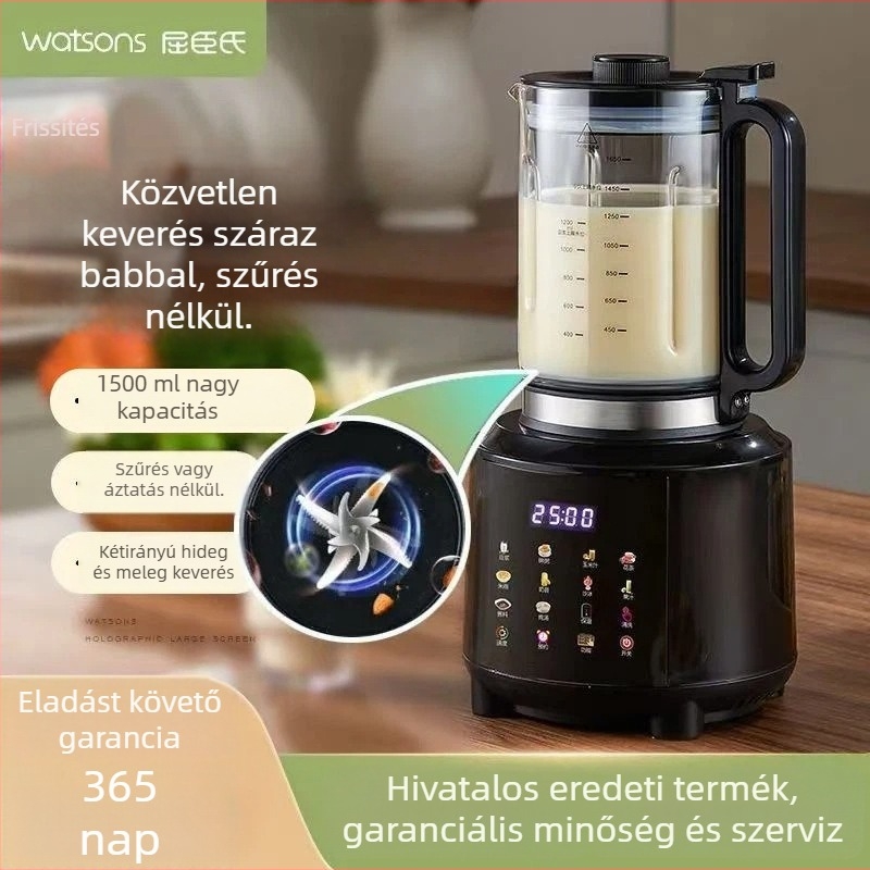 Watsons háztartási használatra blender, 1500 ml kapacitás, 3–5 főnek, érintéses vezérlés, szűrő nélküli gyümölcslé, 3D egyenletes melegítés, alacsony zaj