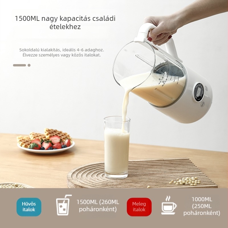 Szójaital-készítő gép Mis-dj01 - otthoni, teljesen automata, főzés nélkül, 1,5 L kapacitás, 600 W, vázmelegítés, automata tisztítás