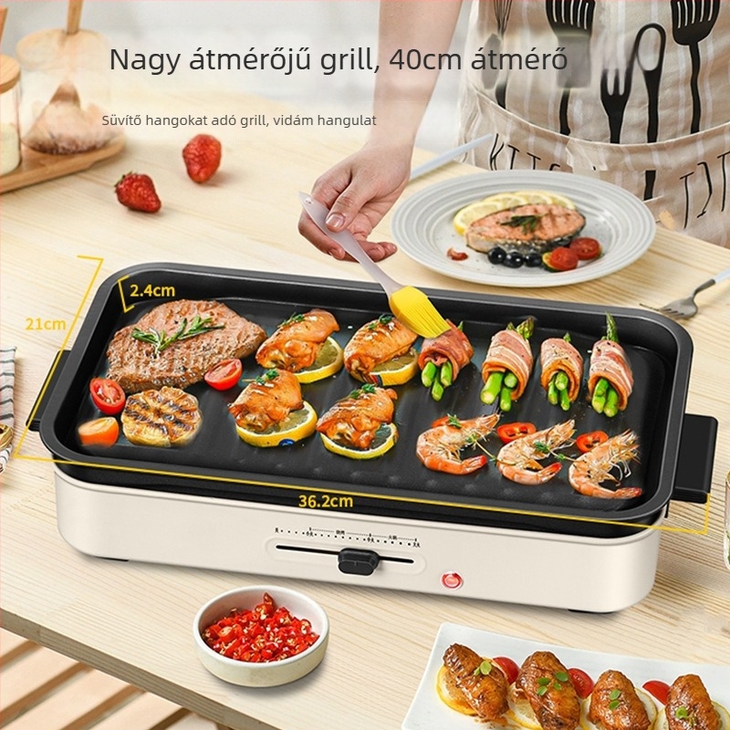 Többcélú főzőedény grillel és leválasztható forró fazékkal, 1201–1500 W, 4–5 L kapacitás, öntöttvas test