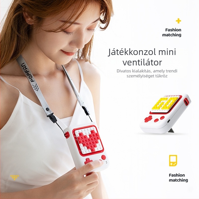 Nyakba akasztható ventilátor, blokk dizájn DIY, mini USB-töltésű hordozható ventilátor