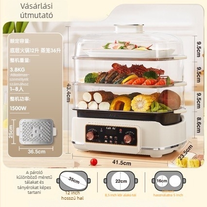 Elektromos gőzölő titan ötvözet belső tartállyal, levehető и mosható, 10 L feletti kapacitás, több mint 3 réteg gőzölő rendszer, 4 perc alatt felmelegszik