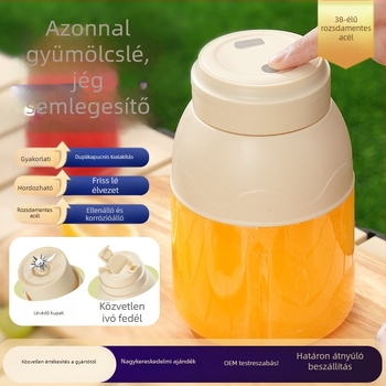 Hordozható, újratölthető gyümölcs- és zöldséglevet készítő pohár – kapacitás 801–1000 ml, 18000 rpm, 50 W, 5+ pengék, beépített akkumulátor