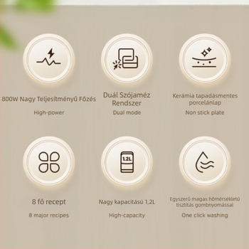Háztartási szójaital-készítő, 1,2 L kapacitás, érintőképernyős vezérlés, időzítő, meleg és hideg főzés