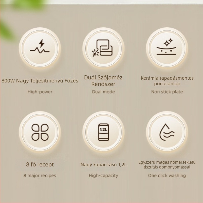 Háztartási szójaital-készítő, 1,2 L kapacitás, érintőképernyős vezérlés, időzítő, meleg és hideg főzés