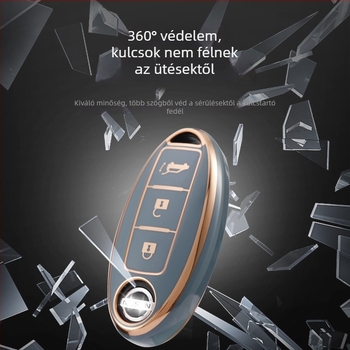 Nissan kulcsfedél TPU-ból; kompatibil Teana, Sylphy, Tiida, Qashqai, Bluebird; Modell: Nissan A11J; Licencelt magáncímke: Igen
