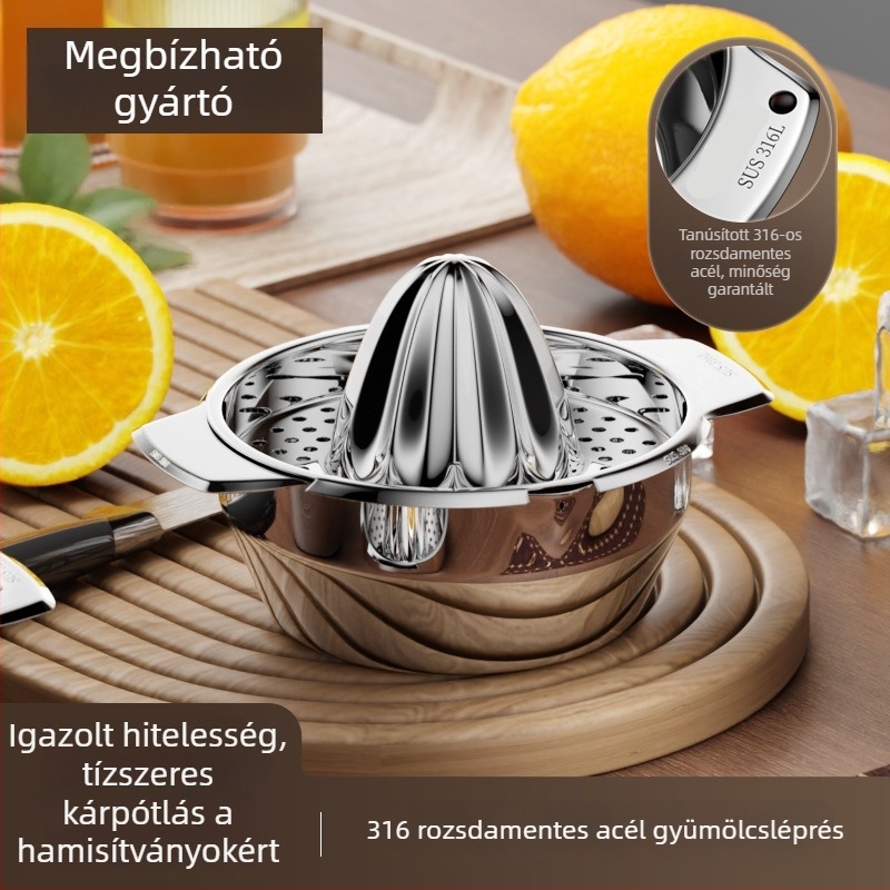 Platinum 316L Rozsdamentes Acél Kézi Citrusfacsaró – Multifunkcionális Narancs- és Citromprés