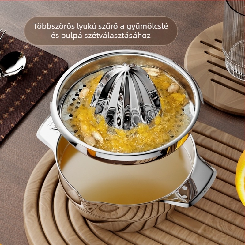 Platinum 316L Rozsdamentes Acél Kézi Citrusfacsaró – Multifunkcionális Narancs- és Citromprés