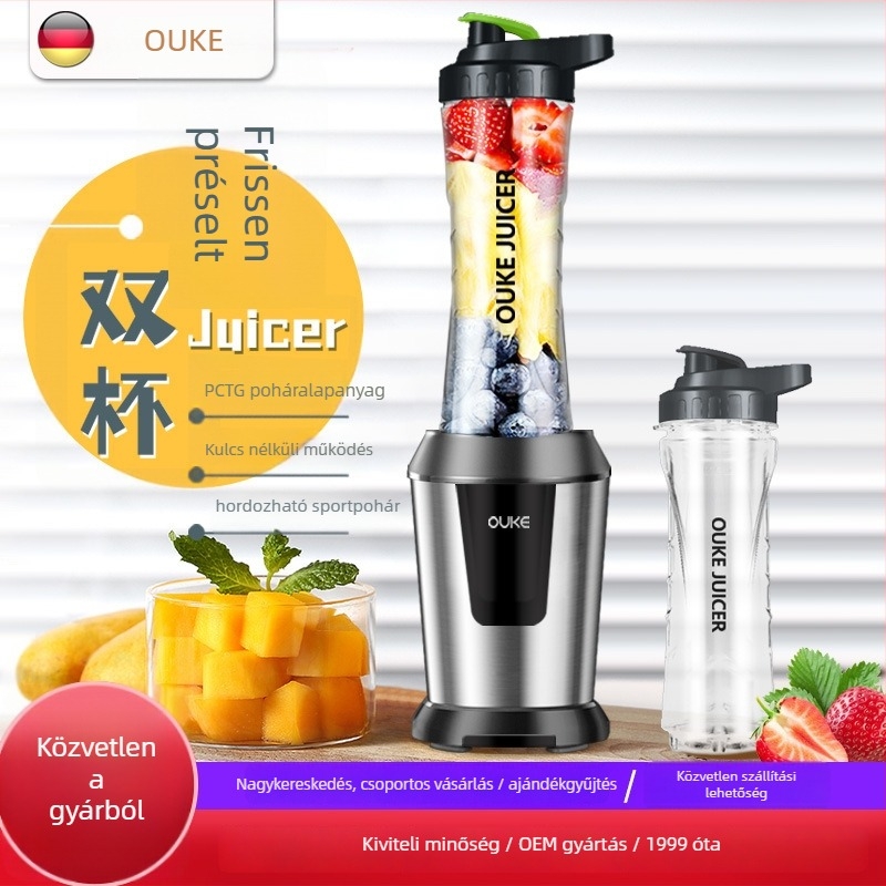 Gyümölcsprés négy pengével, PC élelmiszer-minőségű műanyag, 300W, 20001–22000 rpm, 401–600 ml kapacitás