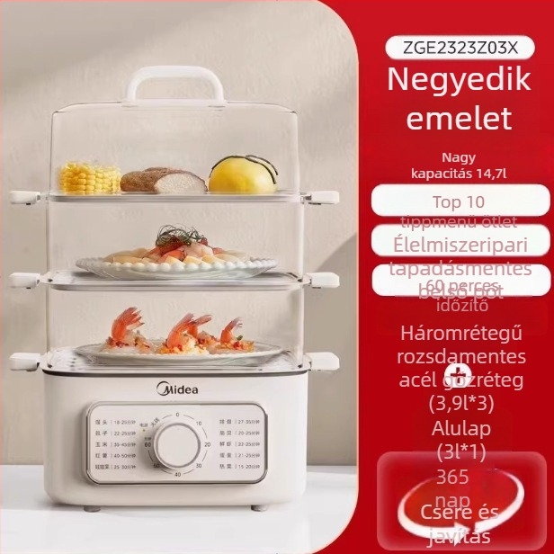 Kétszintes elektromos párolóedény, kapacitás 10 L felett, mechanikus vezérlés, 220 V, modell MZ-ZGE302399