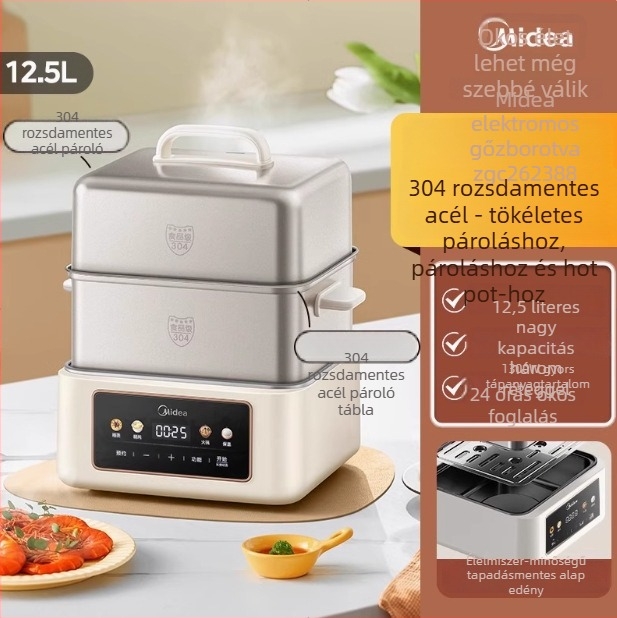 Kétszintes elektromos párolóedény, kapacitás 10 L felett, mechanikus vezérlés, 220 V, modell MZ-ZGE302399