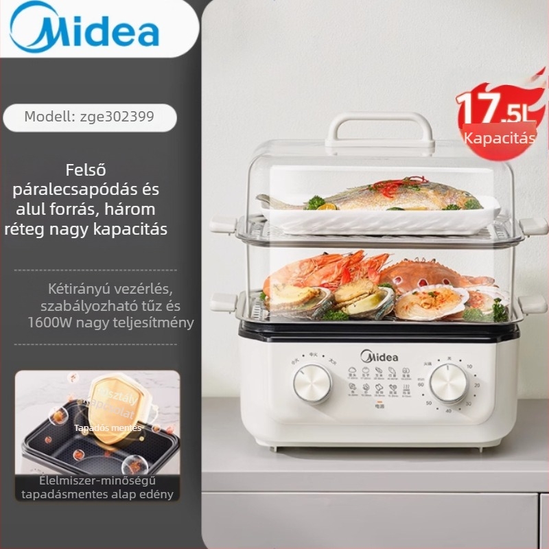 Kétszintes elektromos párolóedény, kapacitás 10 L felett, mechanikus vezérlés, 220 V, modell MZ-ZGE302399