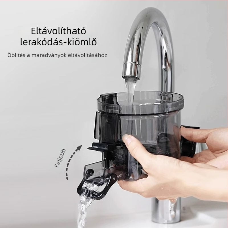 Gyümölcs- és zöldséglé készítő a pulpa szétválasztásával, nagy kaliberű, 18000 rpm, 150 W, belső tartály rozsdamentes acélból