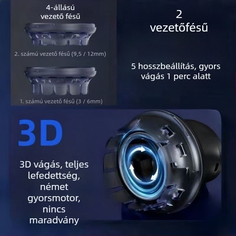 Elektromos hajvágó kerámia pengékkel, brushless motor, újratölthető, beépített akkumulátor, alacsony zajszint