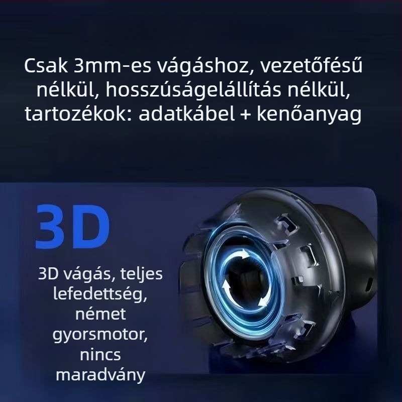 Elektromos hajvágó kerámia pengékkel, brushless motor, újratölthető, beépített akkumulátor, alacsony zajszint