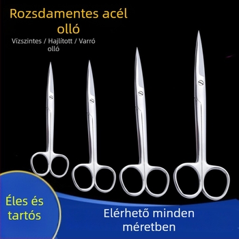 Rozsdamentes acél sebészeti szövetolló varratszedésre, görbült vég, géz- és kötszer olló, márka Chuangyue