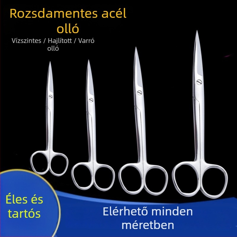 Rozsdamentes acél sebészeti szövetolló varratszedésre, görbült vég, géz- és kötszer olló, márka Chuangyue
