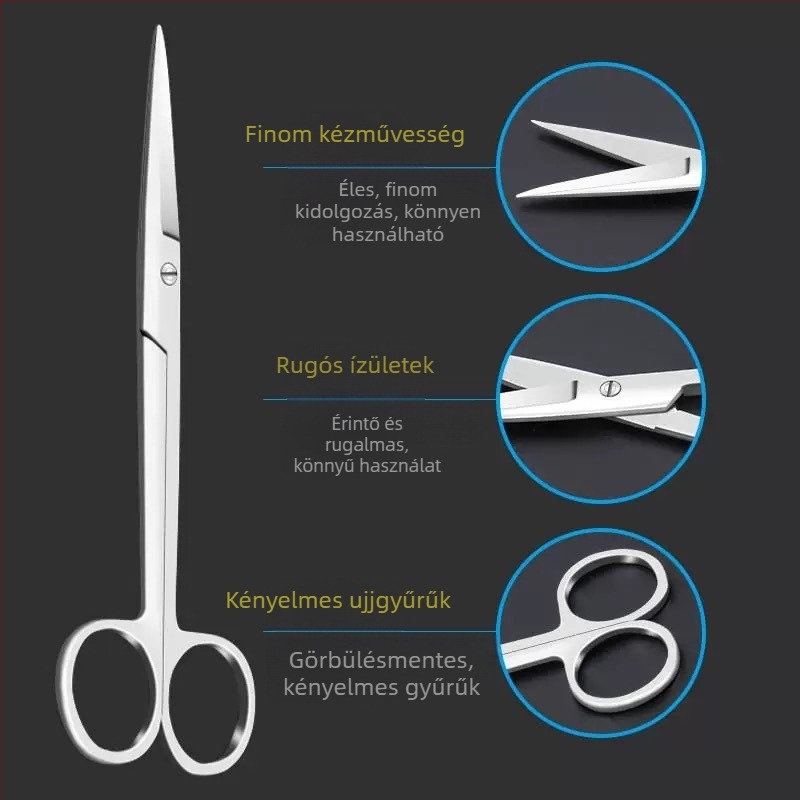 Rozsdamentes acél sebészeti szövetolló varratszedésre, görbült vég, géz- és kötszer olló, márka Chuangyue