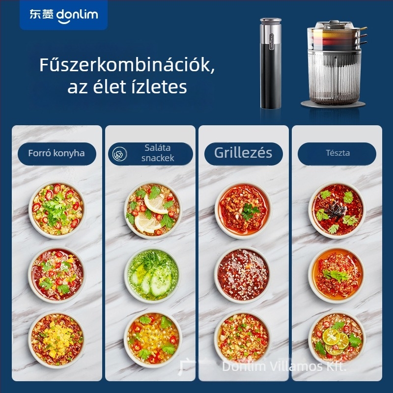Vezeték nélküli mini multifunkcionális konyhai daráló és mixer, két pengével; kapacitás <1 L; feszültség ≤36V; fordulatszám ≤10000 rpm; fél-automata üzemmód