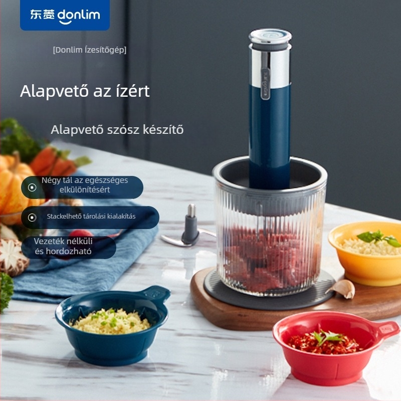 Vezeték nélküli mini multifunkcionális konyhai daráló és mixer, két pengével; kapacitás <1 L; feszültség ≤36V; fordulatszám ≤10000 rpm; fél-automata üzemmód