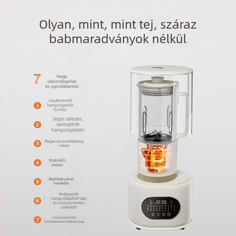Fűtéses többfunkciós nagy sebességű turmixgép, 1,2 L kapacitás, érintéses vezérlés, teljesen automata üzemmód