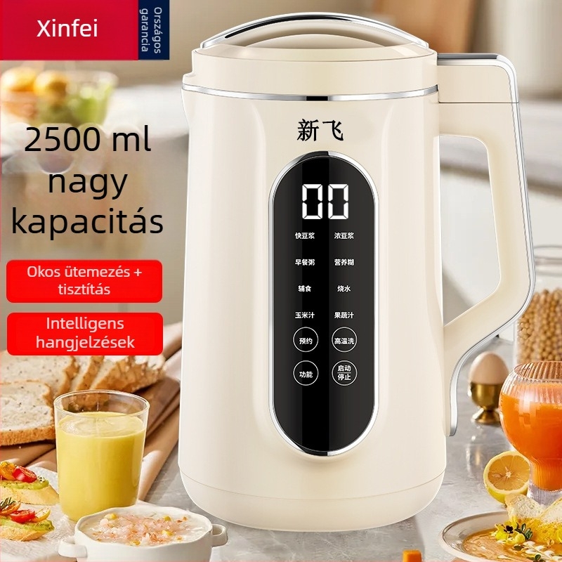 Xinfei többfunkciós szójatej-készítő otthonra • 800W • Kapacitás 1,8–2,5 L • 220V/50Hz • 2–3 személyre • Automatikus tisztítás
