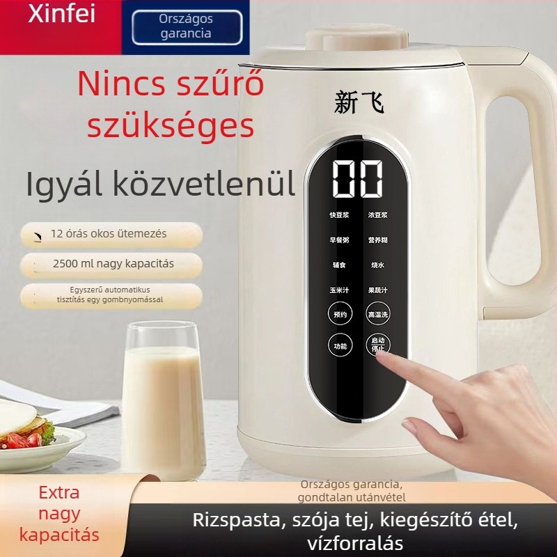Xinfei többfunkciós szójatej-készítő otthonra • 800W • Kapacitás 1,8–2,5 L • 220V/50Hz • 2–3 személyre • Automatikus tisztítás