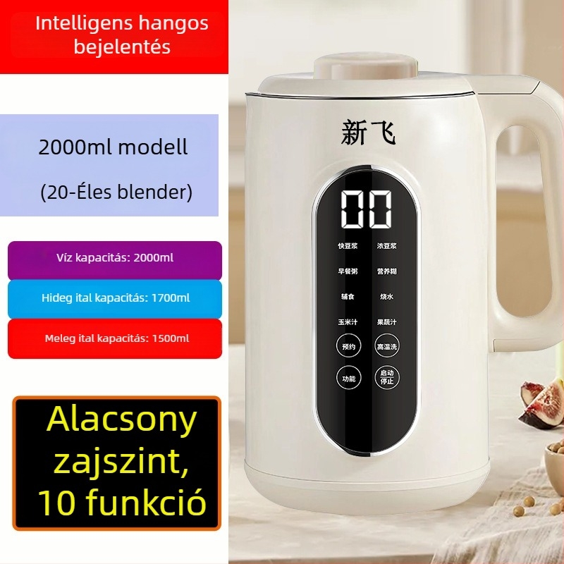 Xinfei többfunkciós szójatej-készítő otthonra • 800W • Kapacitás 1,8–2,5 L • 220V/50Hz • 2–3 személyre • Automatikus tisztítás