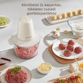 Húsdaráló, 2 L üvegpohár, 5 penge, 10 000–19 999 fordulat/perc, félautomata működés