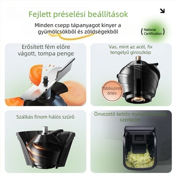 Sapphire háztartási gyümölcscentrifuga — ABS ház, legfeljebb 200 W, gyümölcslevhozam 401–600 ml, maximális fordulatszám 12 000 rpm, rostgyűjtő tartály legfeljebb 500 ml