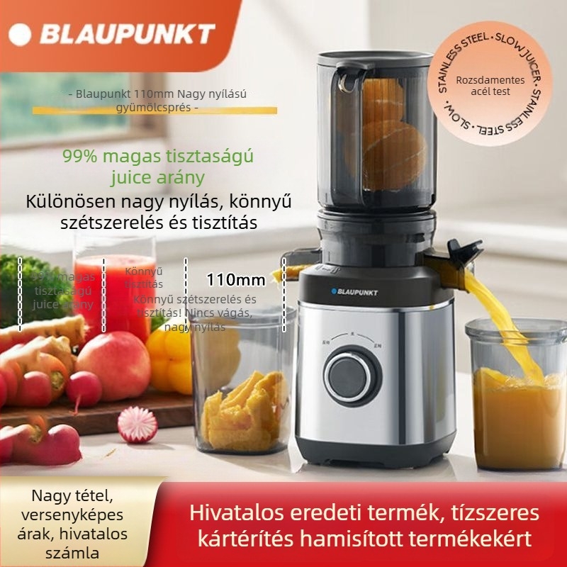 Sapphire háztartási gyümölcscentrifuga — ABS ház, legfeljebb 200 W, gyümölcslevhozam 401–600 ml, maximális fordulatszám 12 000 rpm, rostgyűjtő tartály legfeljebb 500 ml