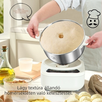 Tészta dagasztógép – teljesen automata, háztartási konyhai készülék, rozsdamentes acél test, kapacitás 11–20 L, 250 W teljesítmény