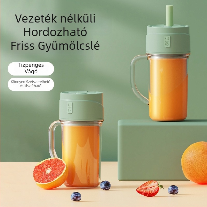 Hordozható gyümölcslé pohár vezeték nélküli töltéssel, 18000 rpm, 5+ pengével, 340 ml kapacitás, 50 W