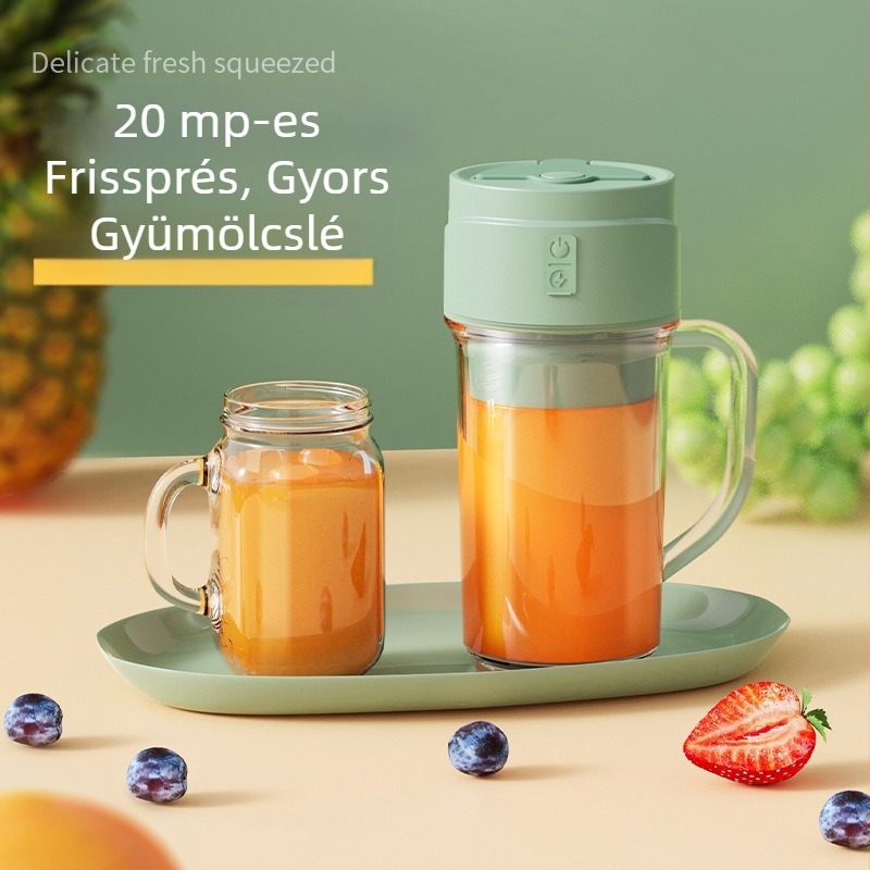 Hordozható gyümölcslé pohár vezeték nélküli töltéssel, 18000 rpm, 5+ pengével, 340 ml kapacitás, 50 W