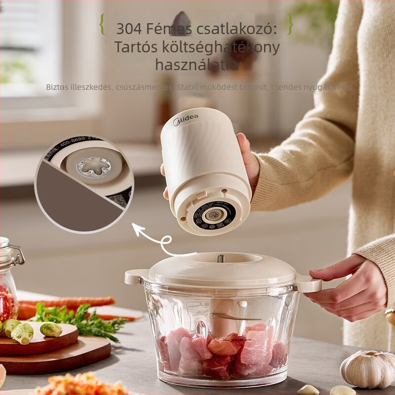 Midea háztartási elektromos daráló, kompakt fél-automata darálógép 1 pengével, üveg tartállyal, 111-240 V, legfeljebb 10000 rpm