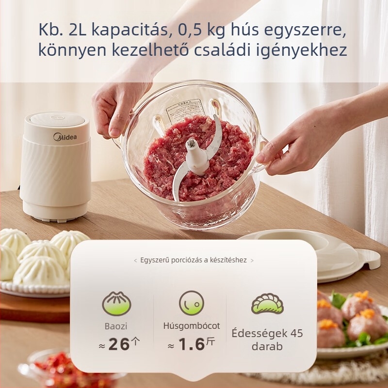 Midea háztartási elektromos daráló, kompakt fél-automata darálógép 1 pengével, üveg tartállyal, 111-240 V, legfeljebb 10000 rpm
