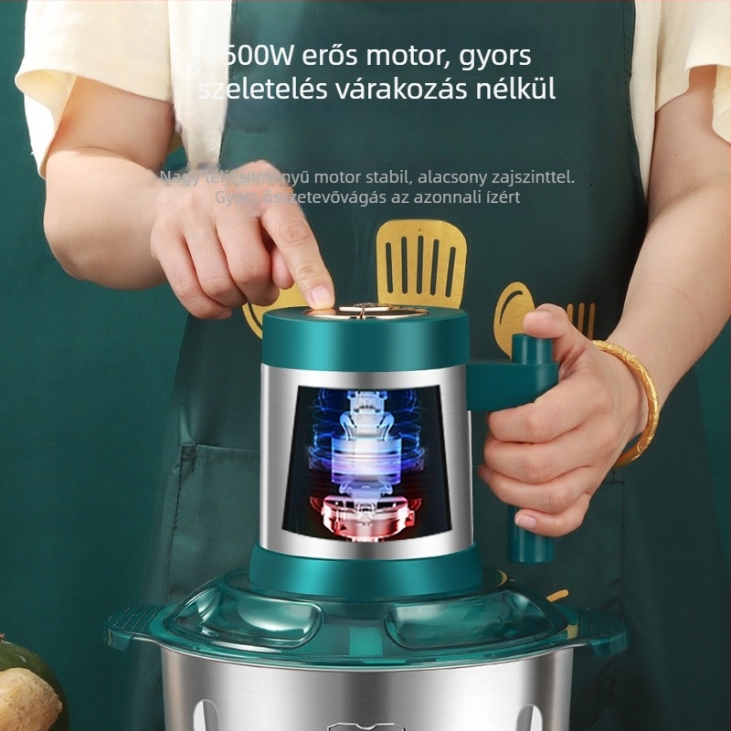Húsdaráló 5L rozsdamentes acél tálával, 2 sebesség, motor 20 000–29 999 rpm, rozsdamentes test, automatikus működés