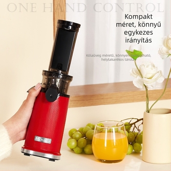 Mckaka kompakt automata gyümölcscentrifuga, szétválasztja a pulpát és a levet, szűrő nélkül, mini és könnyen tárolható - 450 ml gyümölcsleves tartó, 300 ml pulpátartó; ≤200W, ≤12000 rpm, max 400 ml egy használatra
