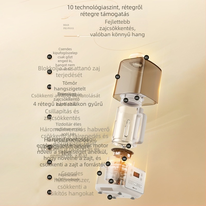 PBJ-F01G1 Magas fordulatszámú blender sejtfalak felroppantásához, 1.5 L kapacitás, érintéses vezérlés, szigetelés, táplálékkiegészítő, időzítő