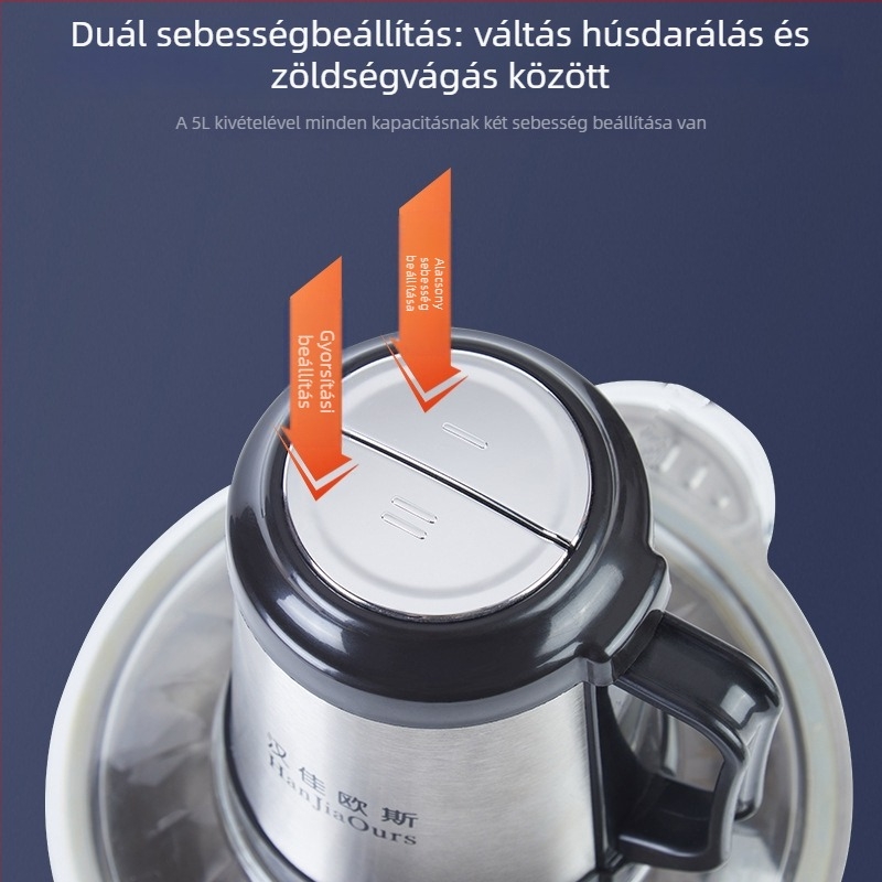 Húsdaráló, teljesen automata, rozsdamentes acéltest, kapacitás 2–15, 10 000–19 999 rpm