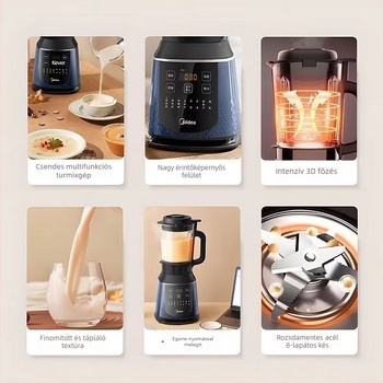 Midea MJ-PB40F254F Faláttörő Turmixgép, 1.75 L kapacitás, érintéses vezérlés, 2–3 adagot, Funkciók: tápláló kiegészítők, előre beállított időzítő, porőrlés, gyors pulpa felszabadítás