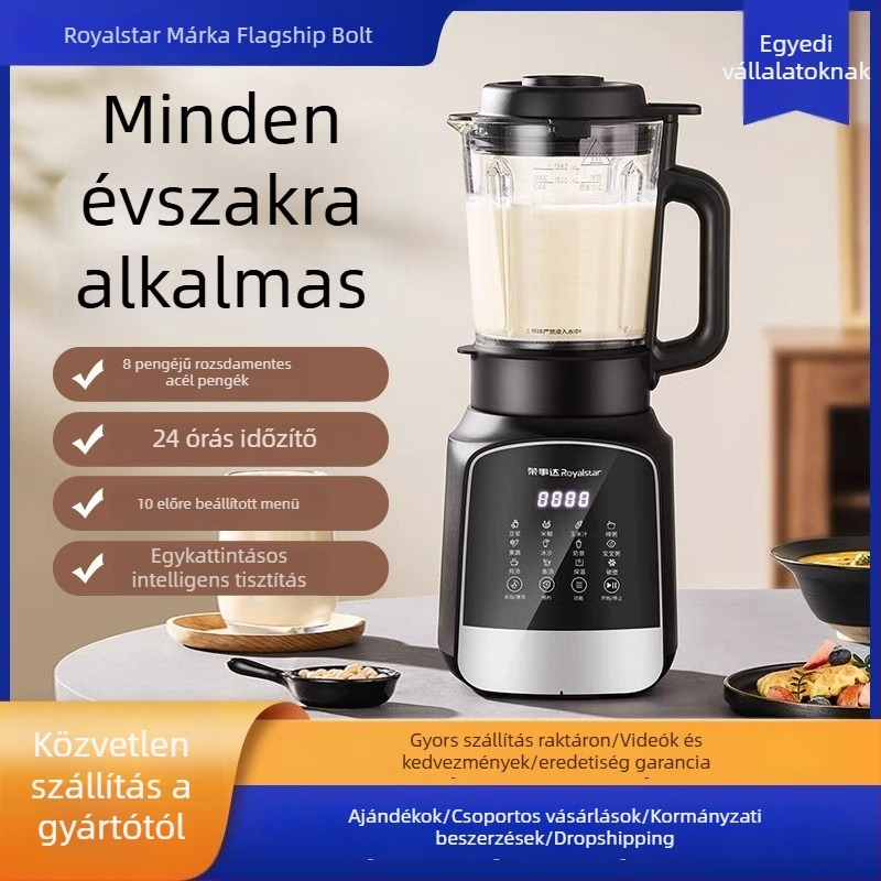 Royalstar teljesen automata háztartási turmixgép, 1–3 L kapacitás, 20 000–29 999 fordulat/perc, időzítő funkció, üveg kancsó, érintéses vezérlés